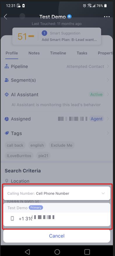 lofty app lead call and text option.jpeg