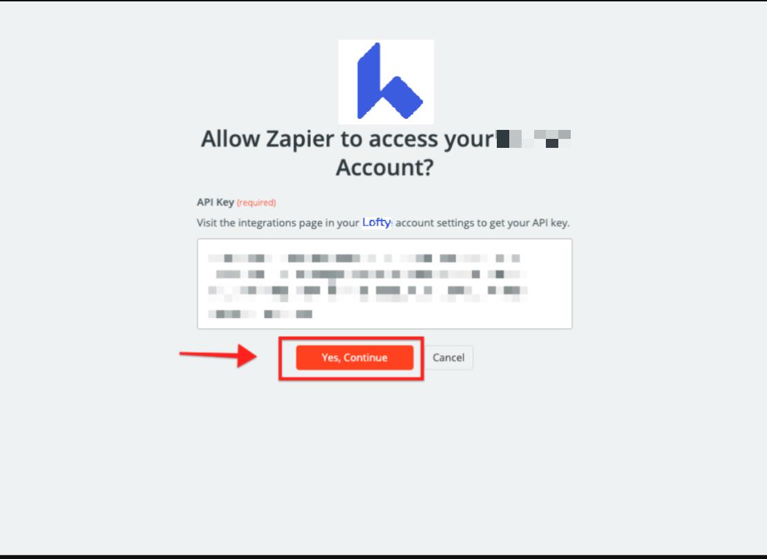 allow zapier to access your lofty .jpeg